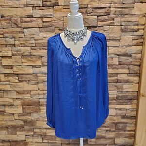 JENNIFER LOPEZ BLUE LONG SLEEVE POLYESTER SIZE 1X